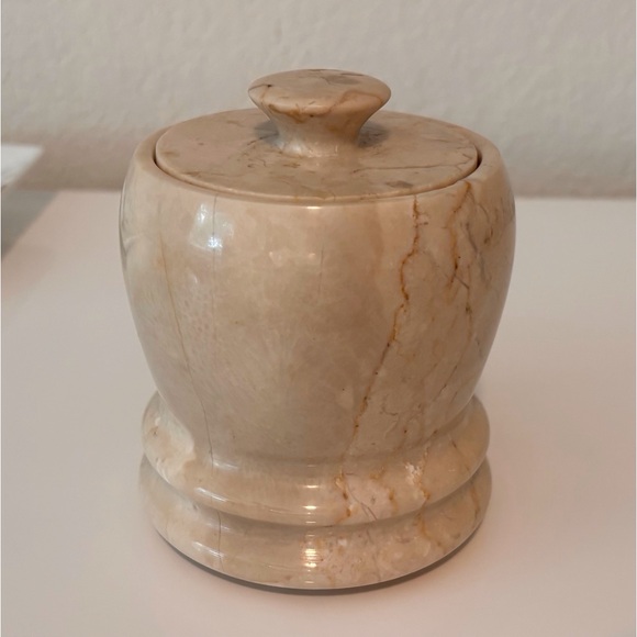 Italian Latte Cream Marble Jar with Lid - Global Views Decorative home accents - Picture 5 of 11